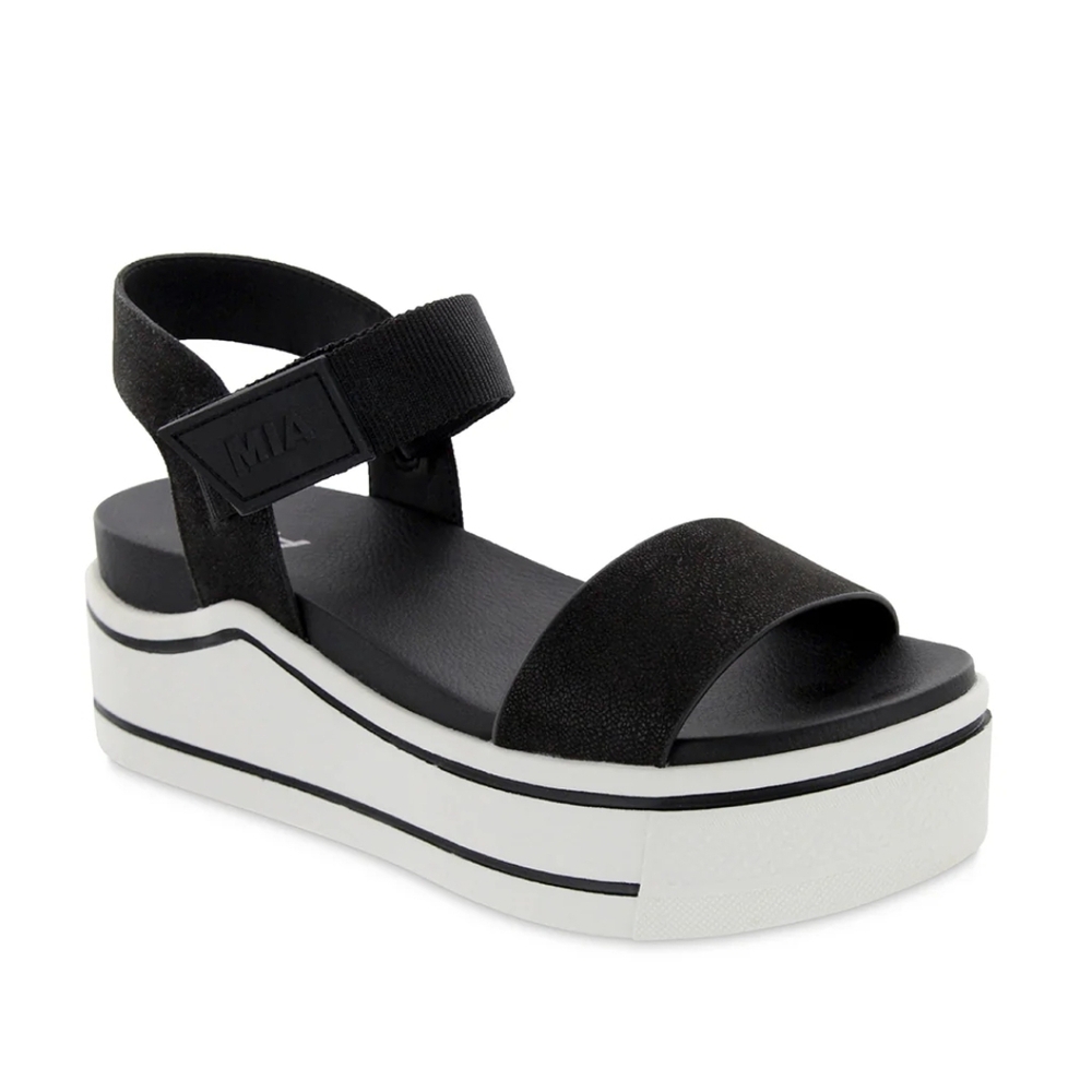 MIA Black and White Platform Sandals with Ankle Strap
